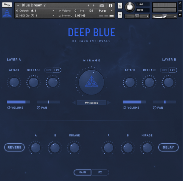 Deep Blue by Dark Intervals main GUI