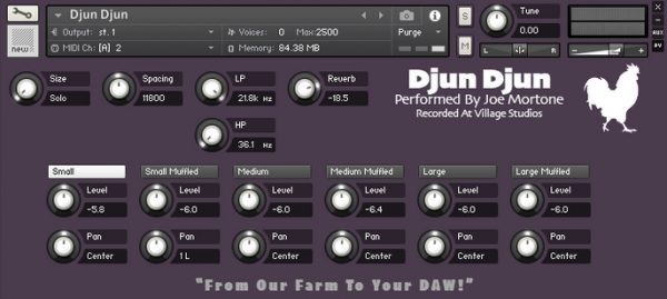Djun Djun & Bass Drums Volume 1 Djun Djun Drums GUI by Farm Samples