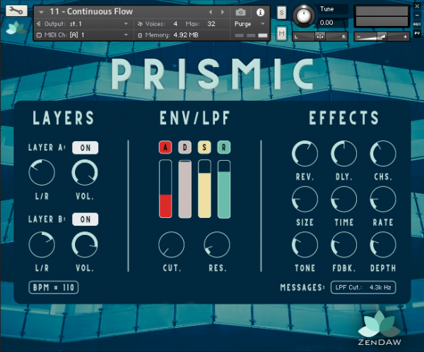 Prismic for Kontakt by ZenDAW main GUI
