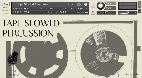 Tape Slowed Percussion by Strange Creations Audio main GUI