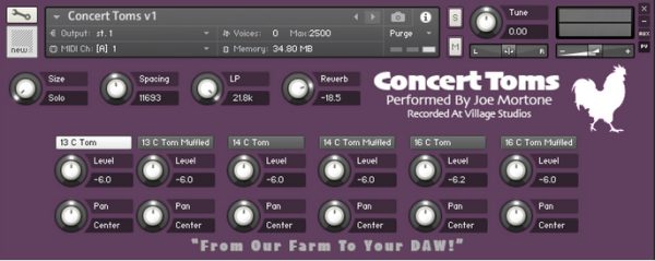 Surdo and Toms Volume 1 Concert Toms GUI by Farm Samples