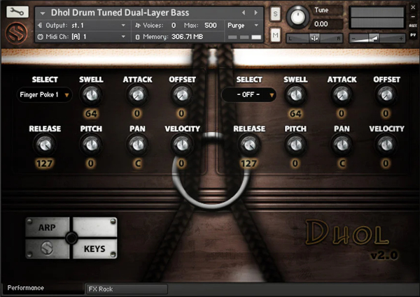 Dhol Drum by Soundiron articulation GUI