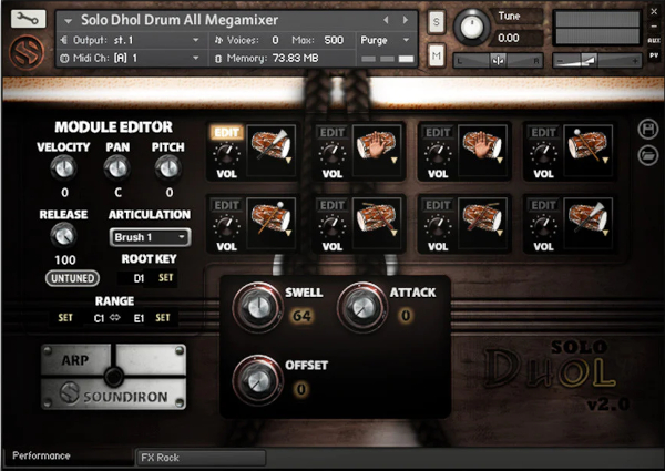 Dhol Drum by Soundiron main GUI