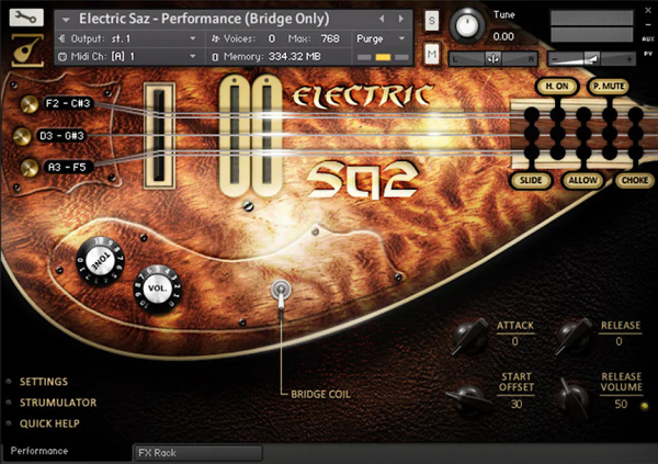 Electric Saz by Soundiron Performance Bridge GUI
