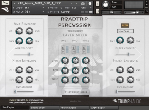 Roadtrip Percussion Main GUI by Triumph Audio