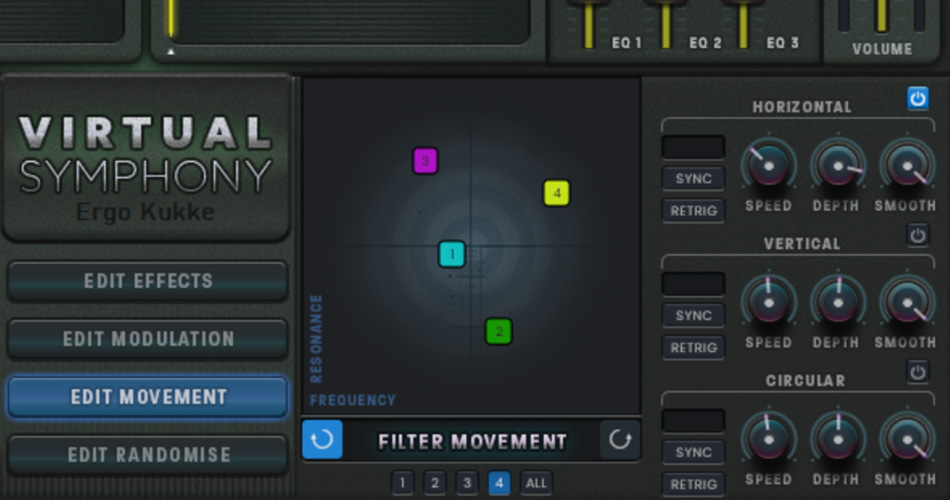 Virtual Symphony by Ergo Kukke Filter Manipulation GUI