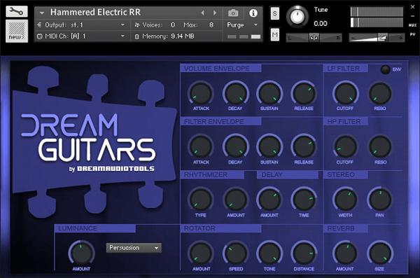 Dream Guitars Volume 1 by Dream Audio Tools main gui