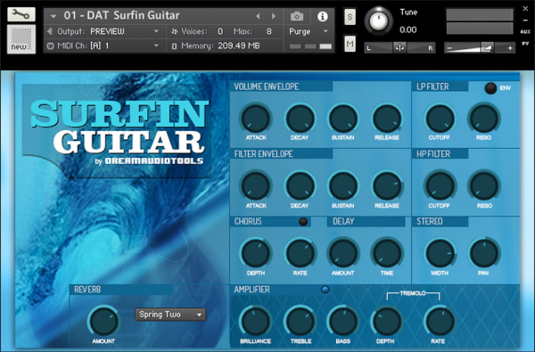 Surfin Guitar by Dream Audio Tools main GUI