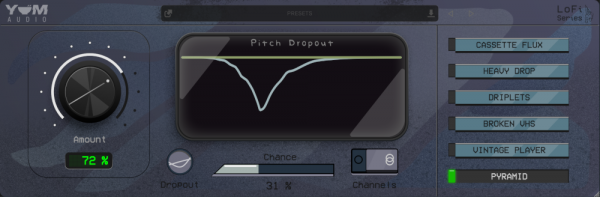 Lofi Pitch Dropout by Yum Audio main gui