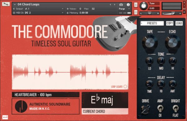 The Commodore by Authentic Soundware Chord Loops GUI