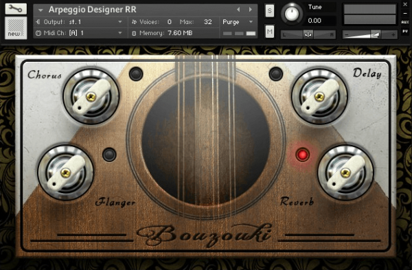 Indie Bouzouki by Dream Audio Tools main GUI