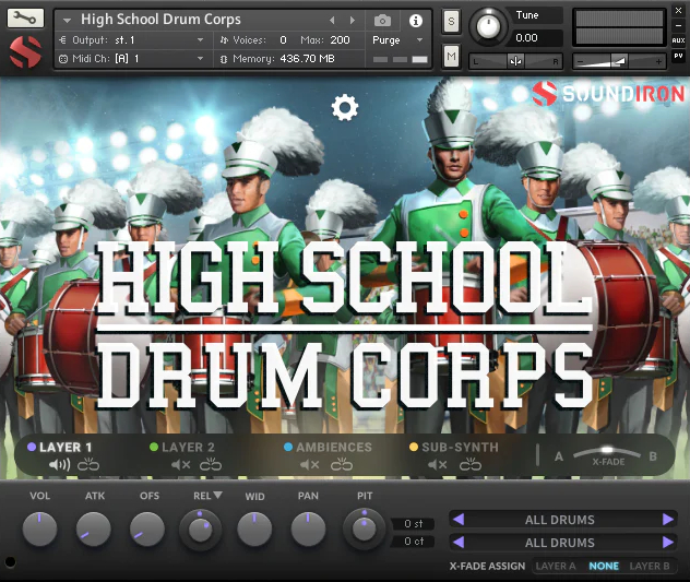 High School Drum Corps by Soundiron main GUI