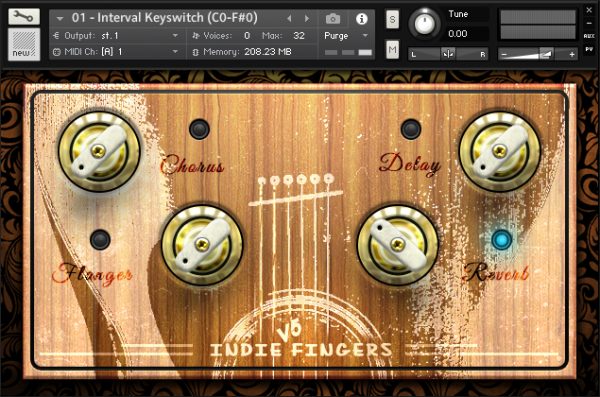 Indie Fingers 5 Nylon Edition by Dream Audio Tools main GUI