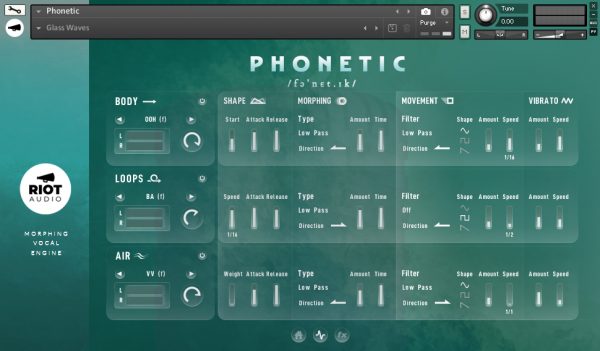 Phonetic by Riot Audio advanced GUI