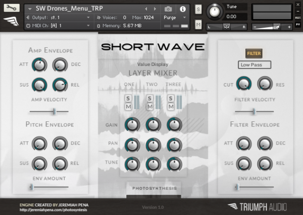 Short Wave by Triumph Audio main GUI