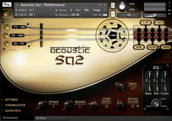 Acoustic Saz by Soundiron performance GUI