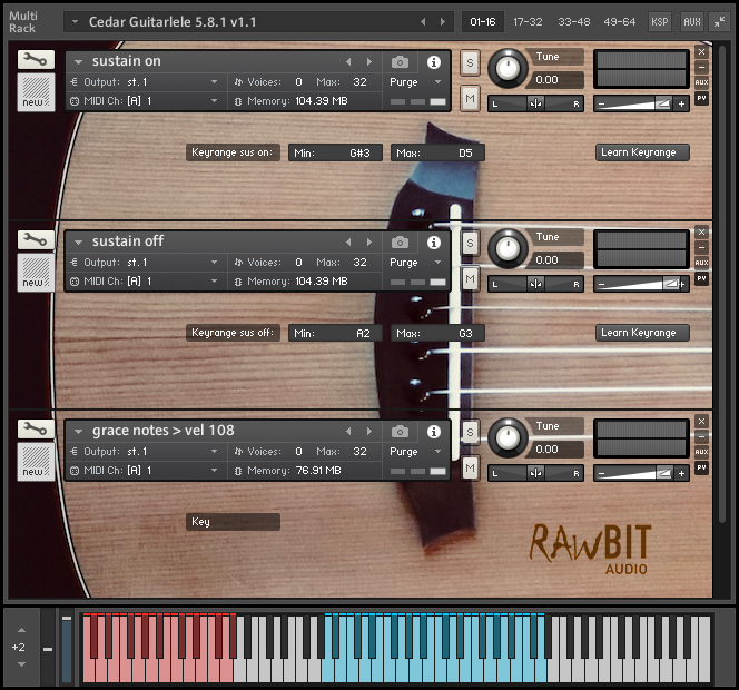 Cedar Guitarlele by Rawbit Audio main GUI