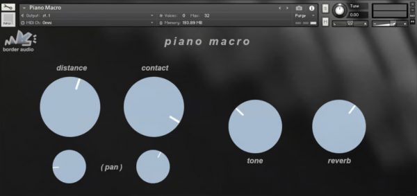 Piano Macro by Border Audio main GUI