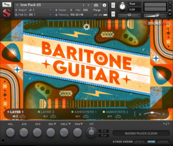 Iron Pack 5 Baritone Guitar by Soundiron main GUI