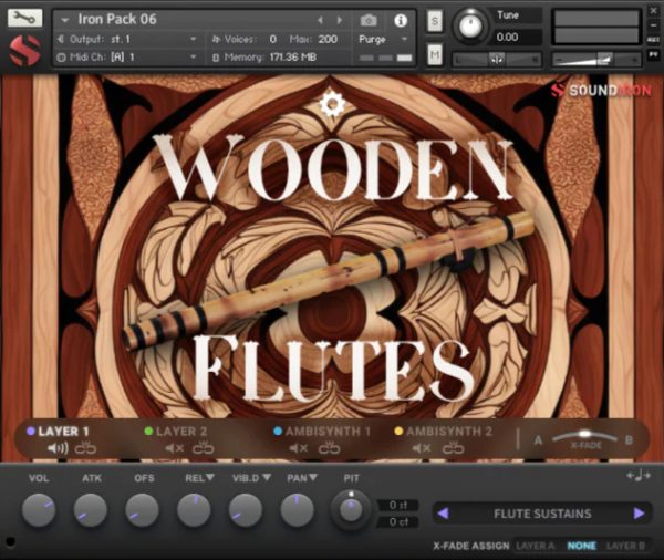 Iron Pack 6 Wooden Flutes by Soundiron main GUI