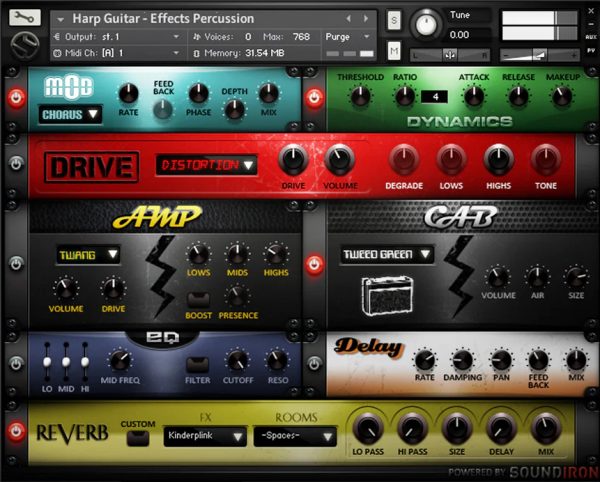 Brad Hoyt's harp Guitar FX GUI