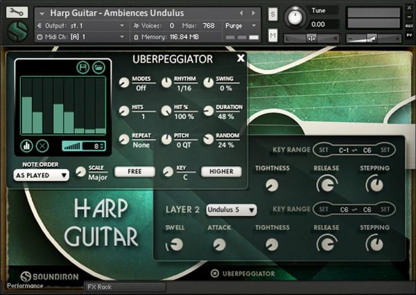 Brad Hoyt's harp Guitar uberpeggiator GUI