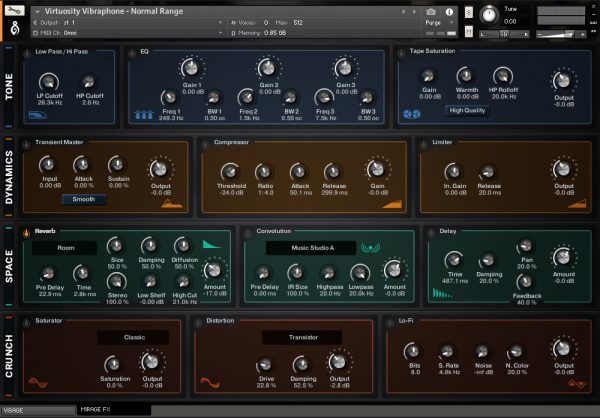 Virtuosity Vibraphone advanced GUI