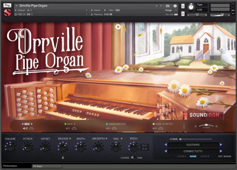 Orrville Pipe Organ main GUI