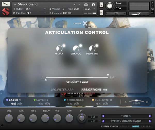 Struck Grand articulation GUI