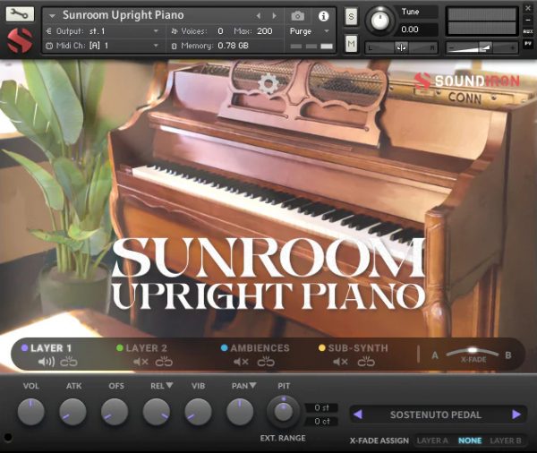 Sunroom Upright Piano main GUI