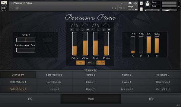 Percussive Piano main GUI