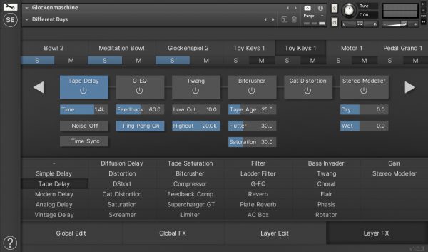 Glockenmaschine layer effects GUI