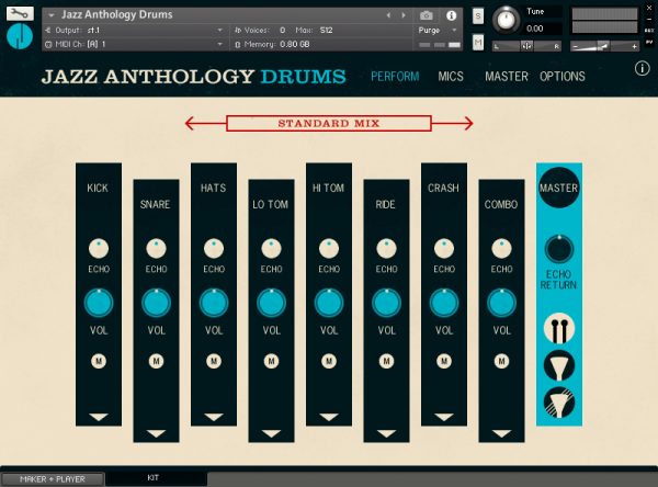 Jazz Anthology Drums main GUI