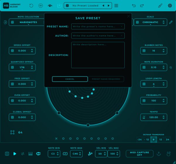 Harmony Bloom Save Preset GUI