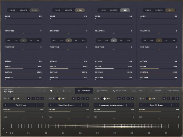 Pipe Organ controls GUI