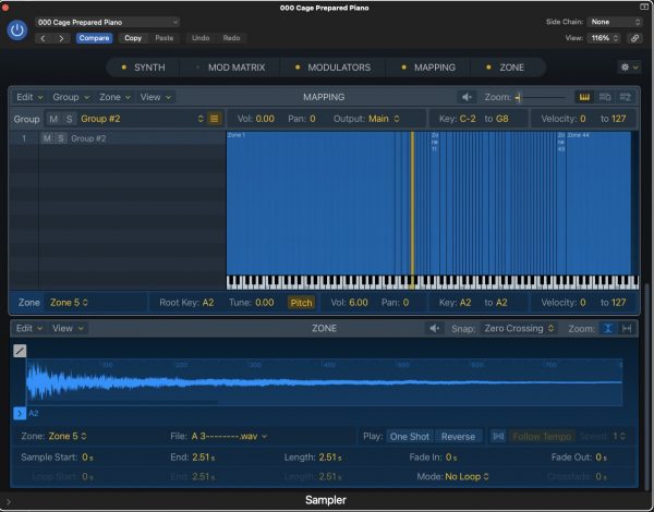 Prepared Piano Logic Sampler GUI