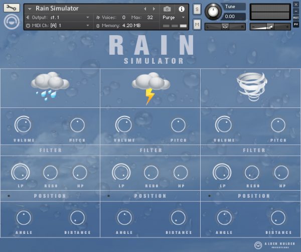 Rain Simulator main GUI