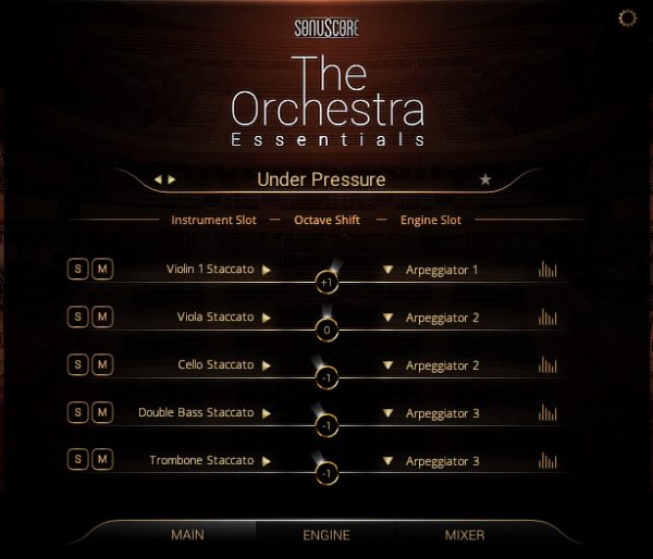 The Orchestra Essentials main GUI